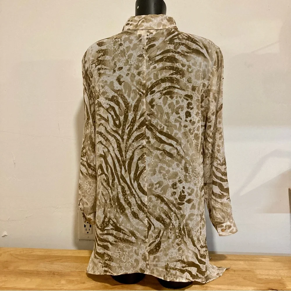 Women’s Sheer Animal Print Blouse Long Sleeve S JM Collection NWT - Picture 2 of 14
